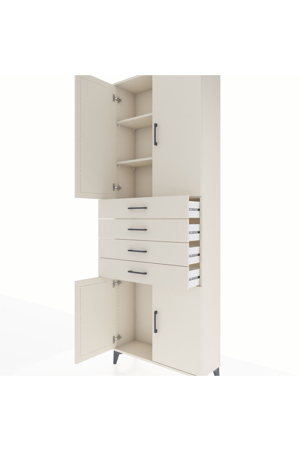 Arges Dolap 3 Raflı 4 Çekmeceli 4 Kapaklı 88x30x243 Aytaşı-Aytaşı