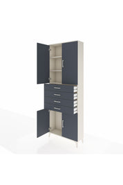 Arges Dolap 3 Raflı 4 Çekmeceli 4 Kapaklı 88x30x243 Aytaşı-Antrasit