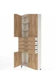 Arges Dolap 3 Raflı 4 Çekmeceli 4 Kapaklı 88x30x243 Aytaşı-Çam