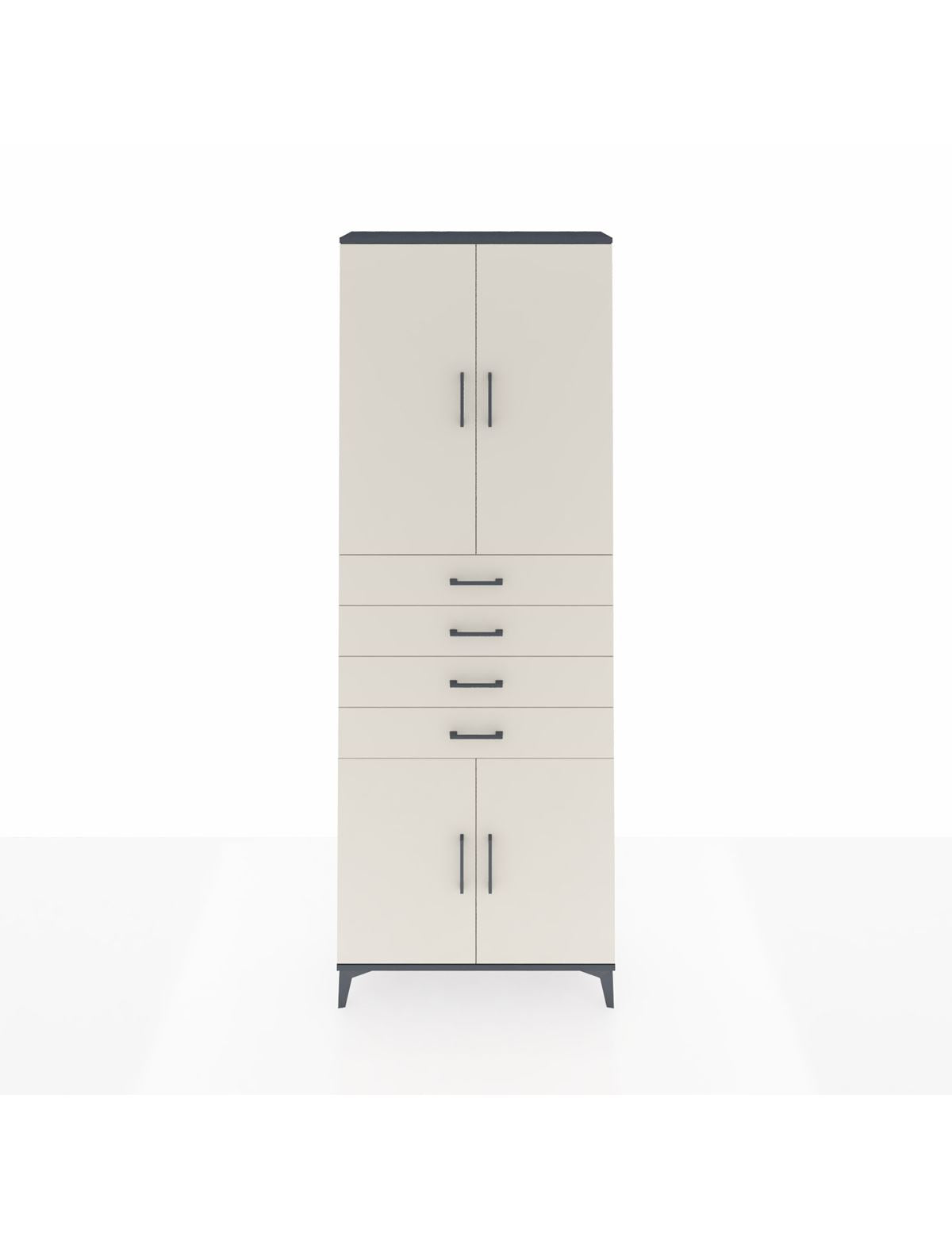 Arges Dolap 3 Raflı 4 Çekmeceli 4 Kapaklı 88x30x243 Antrasit-Aytaşı