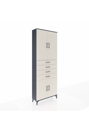 Arges Dolap 3 Raflı 4 Çekmeceli 4 Kapaklı 88x30x243 Antrasit-Aytaşı