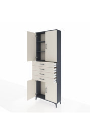 Arges Dolap 3 Raflı 4 Çekmeceli 4 Kapaklı 88x30x243 Antrasit-Aytaşı