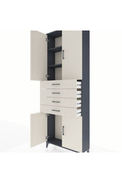 Arges Dolap 3 Raflı 4 Çekmeceli 4 Kapaklı 88x30x243 Antrasit-Aytaşı