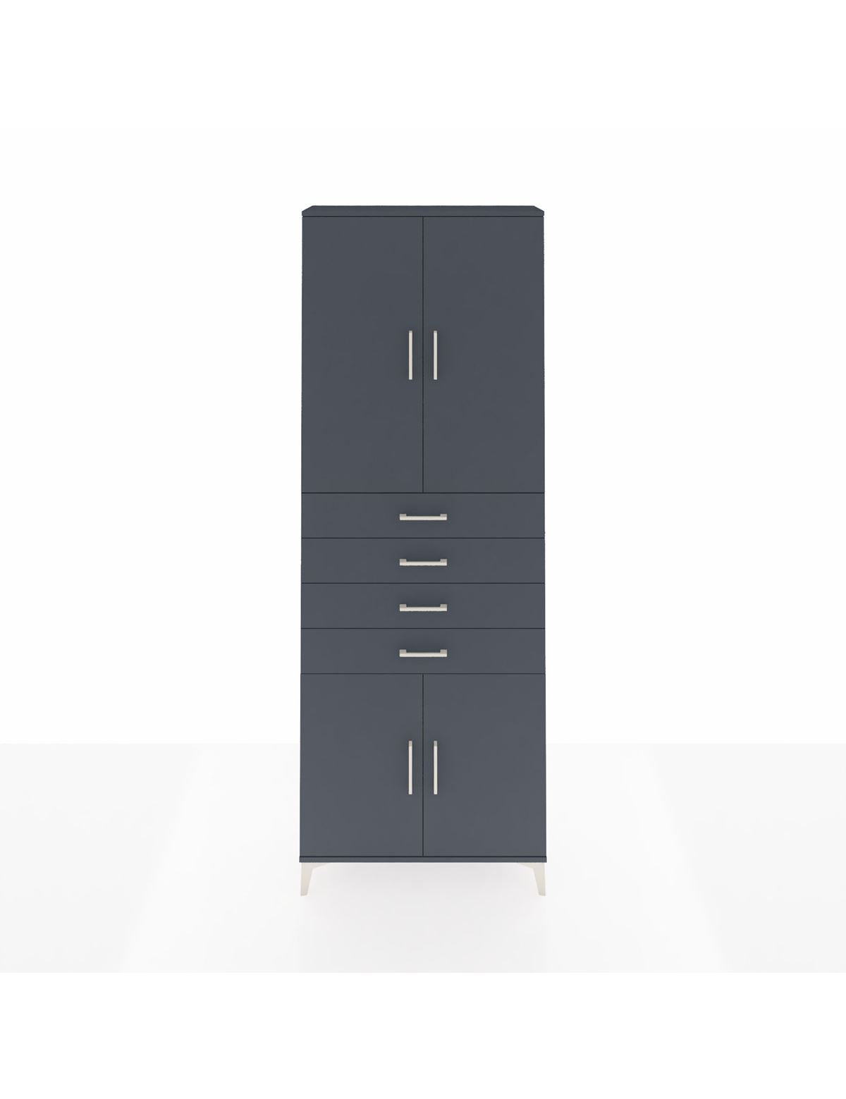 Arges Dolap 3 Raflı 4 Çekmeceli 4 Kapaklı 88x30x243 Antrasit-Antrasit