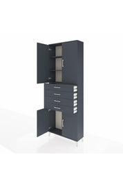 Arges Dolap 3 Raflı 4 Çekmeceli 4 Kapaklı 88x30x243 Antrasit-Antrasit