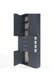 Arges Dolap 3 Raflı 4 Çekmeceli 4 Kapaklı 88x30x243 Antrasit-Antrasit