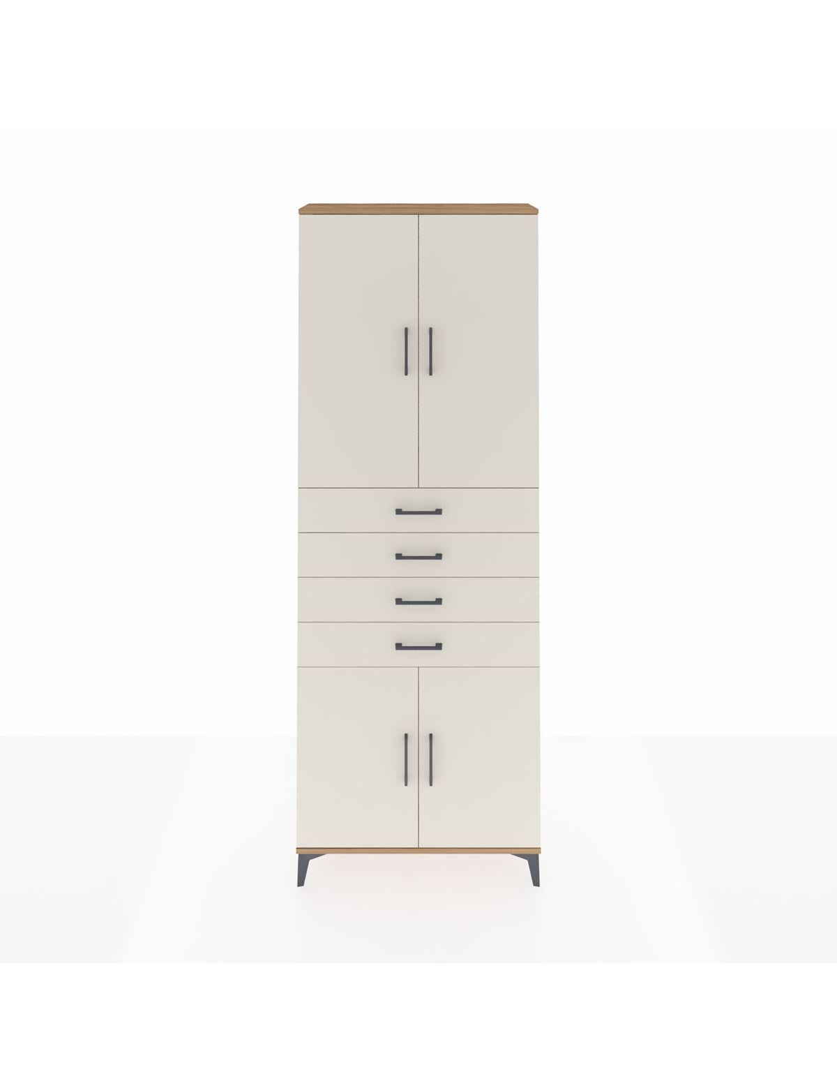 Arges Dolap 3 Raflı 4 Çekmeceli 4 Kapaklı 88x30x243 Çam-Aytaşı