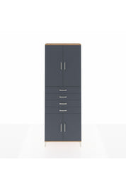 Arges Dolap 3 Raflı 4 Çekmeceli 4 Kapaklı 88x30x243 Çam-Antrasit
