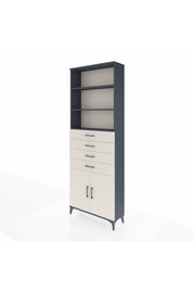 Arges Dolap 3 Raflı 4 Çekmeceli 2 Kapaklı 88x30x243 Antrasit-Aytaşı