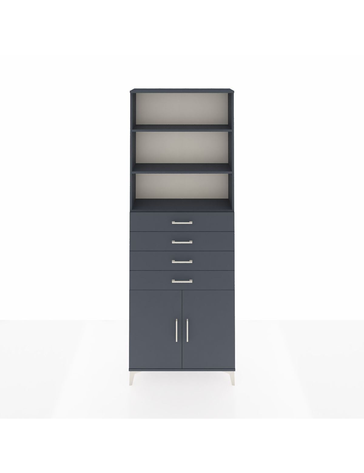 Arges Dolap 3 Raflı 4 Çekmeceli 2 Kapaklı 88x30x243 Antrasit-Antrasit