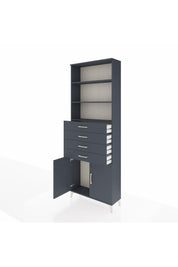 Arges Dolap 3 Raflı 4 Çekmeceli 2 Kapaklı 88x30x243 Antrasit-Antrasit