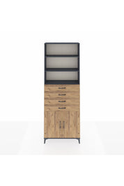 Arges Dolap 3 Raflı 4 Çekmeceli 2 Kapaklı 88x30x243 Antrasit-Çam