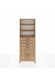 Arges Dolap 3 Raflı 4 Çekmeceli 2 Kapaklı 88x30x243 Çam-Çam