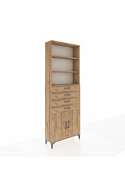 Arges Dolap 3 Raflı 4 Çekmeceli 2 Kapaklı 88x30x243 Çam-Çam