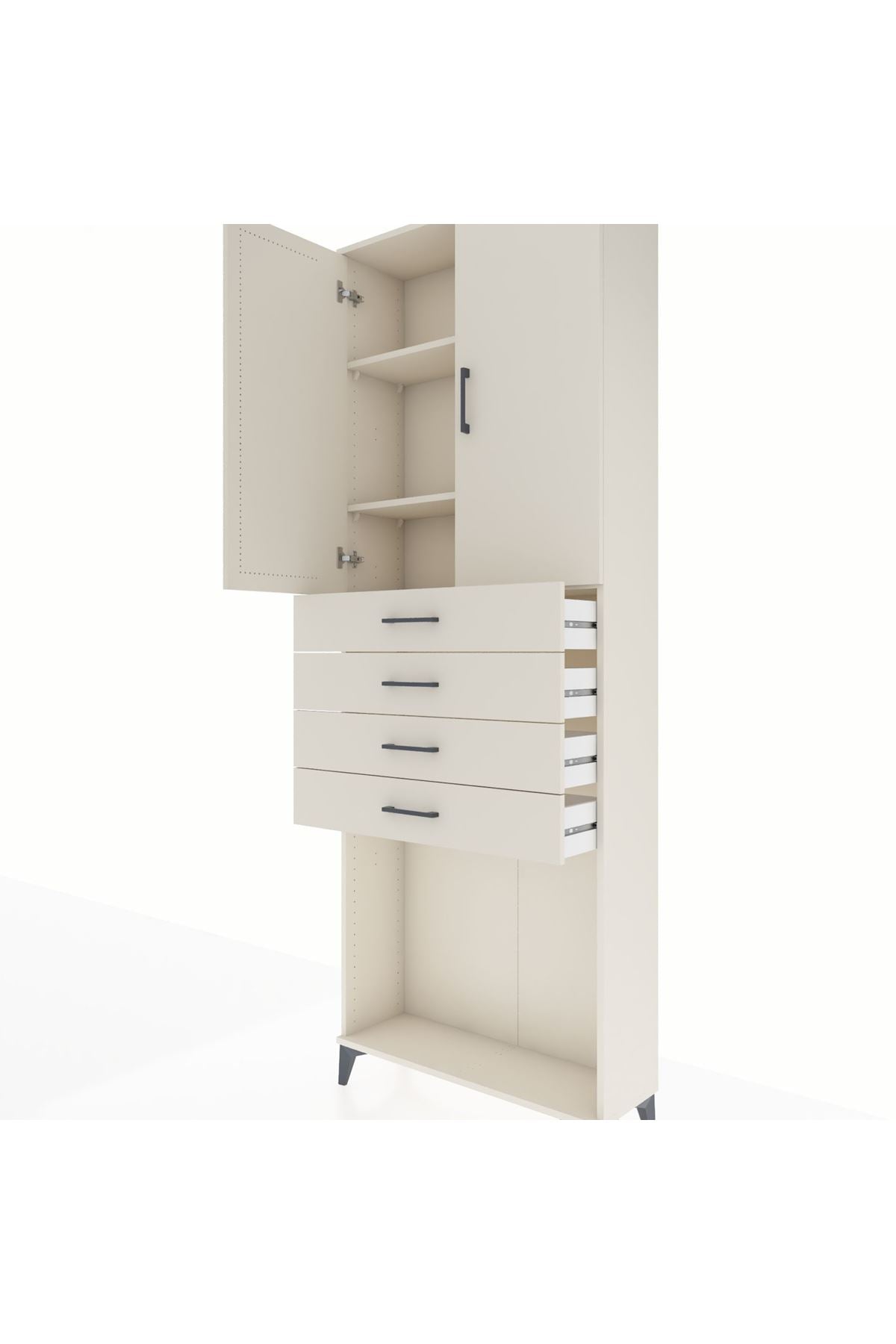 Arges Dolap 3 Raflı 4 Çekmeceli 2 Kapaklı 88x30x243 Aytaşı-Aytaşı