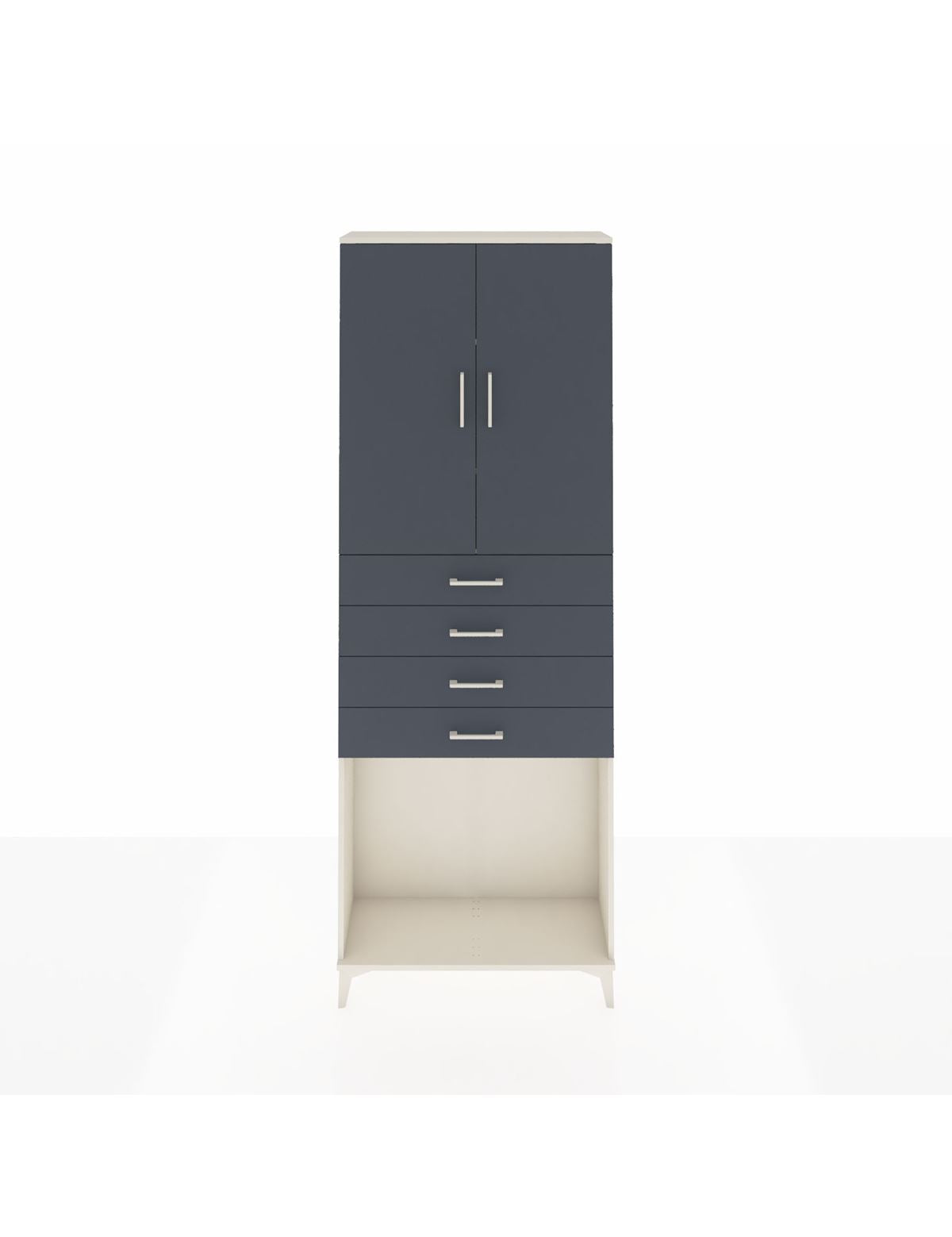 Arges Dolap 3 Raflı 4 Çekmeceli 2 Kapaklı 88x30x243 Aytaşı-Antrasit