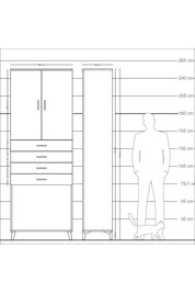 Arges Dolap 3 Raflı 4 Çekmeceli 2 Kapaklı 88x30x243 Aytaşı-Aytaşı
