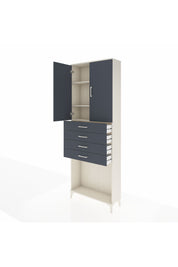 Arges Dolap 3 Raflı 4 Çekmeceli 2 Kapaklı 88x30x243 Aytaşı-Antrasit