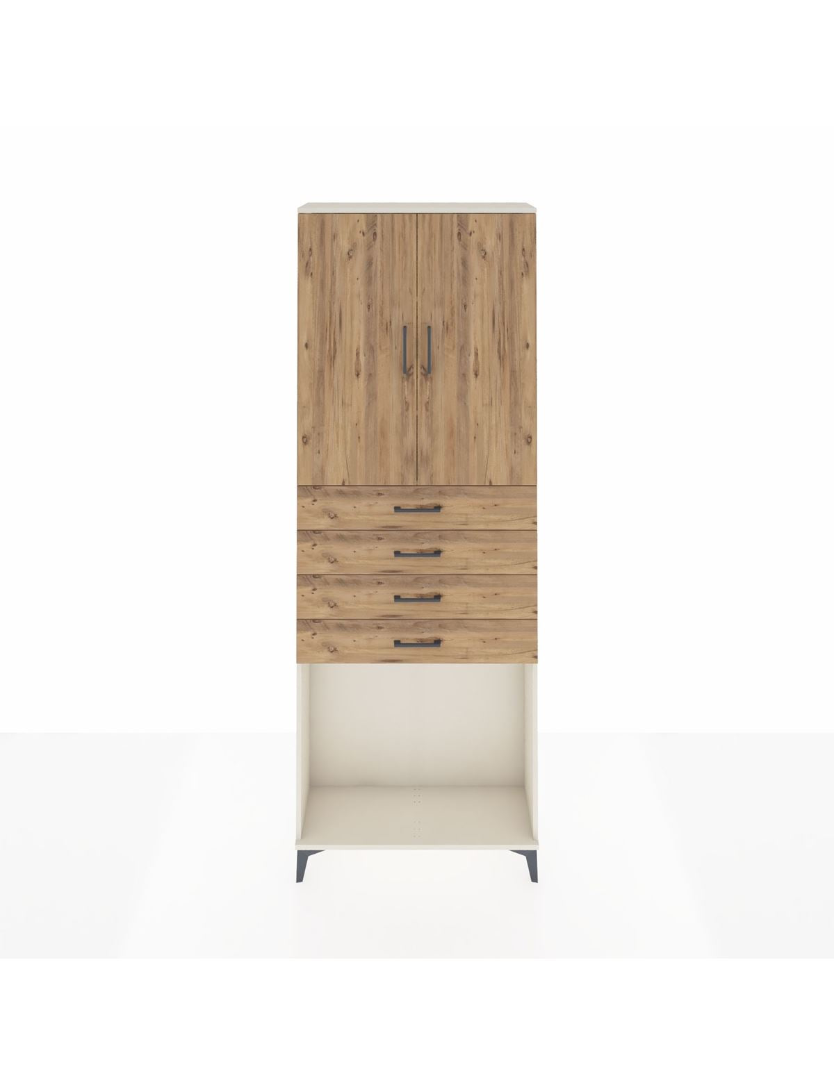 Arges Dolap 3 Raflı 4 Çekmeceli 2 Kapaklı 88x30x243 Aytaşı-Çam