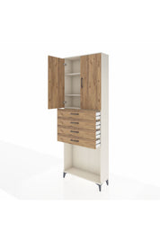 Arges Dolap 3 Raflı 4 Çekmeceli 2 Kapaklı 88x30x243 Aytaşı-Çam