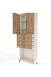 Arges Dolap 3 Raflı 4 Çekmeceli 2 Kapaklı 88x30x243 Aytaşı-Çam