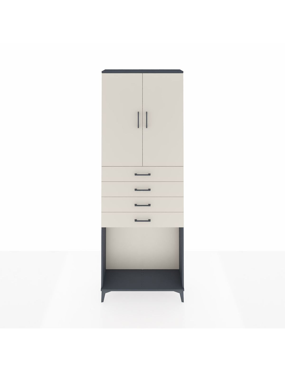 Arges Dolap 3 Raflı 4 Çekmeceli 2 Kapaklı 88x30x243 Antrasit-Aytaşı