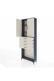 Arges Dolap 3 Raflı 4 Çekmeceli 2 Kapaklı 88x30x243 Antrasit-Aytaşı