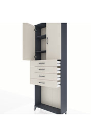 Arges Dolap 3 Raflı 4 Çekmeceli 2 Kapaklı 88x30x243 Antrasit-Aytaşı