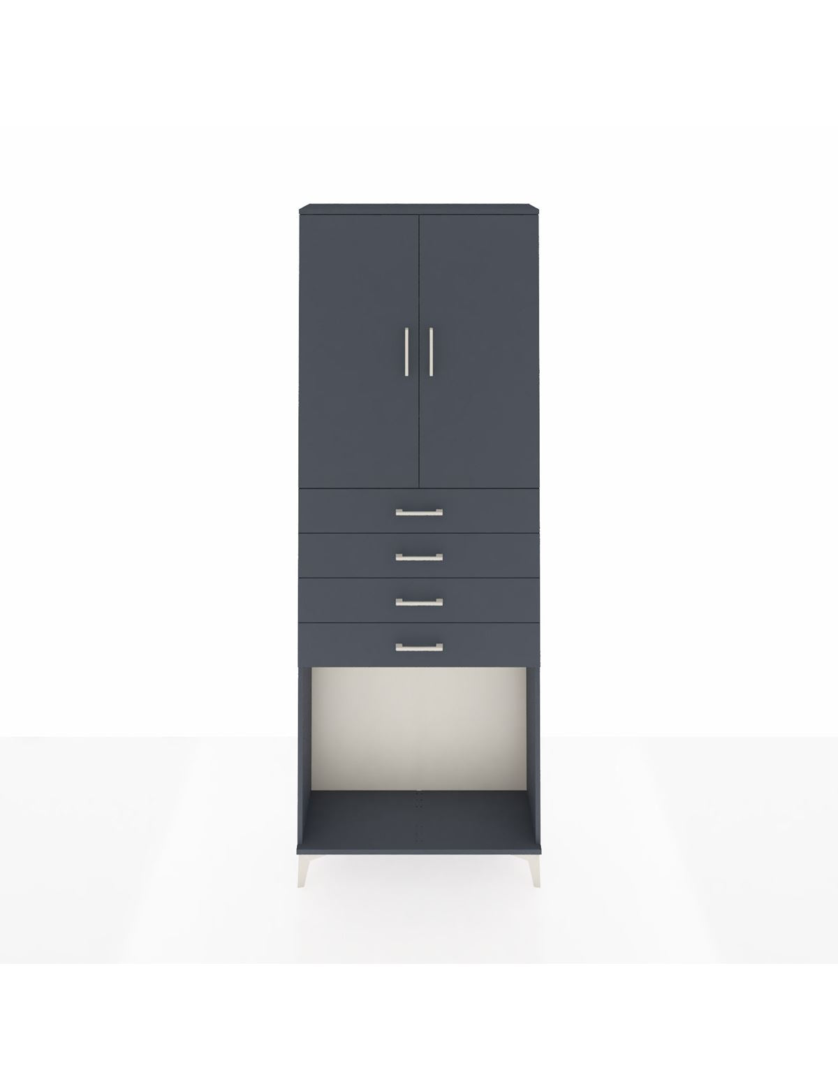 Arges Dolap 3 Raflı 4 Çekmeceli 2 Kapaklı 88x30x243 Antrasit-Antrasit