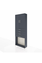 Arges Dolap 3 Raflı 4 Çekmeceli 2 Kapaklı 88x30x243 Antrasit-Antrasit