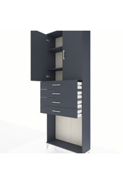 Arges Dolap 3 Raflı 4 Çekmeceli 2 Kapaklı 88x30x243 Antrasit-Antrasit