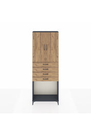 Arges Dolap 3 Raflı 4 Çekmeceli 2 Kapaklı 88x30x243 Antrasit-Çam