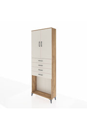 Arges Dolap 3 Raflı 4 Çekmeceli 2 Kapaklı 88x30x243 Çam-Aytaşı