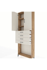 Arges Dolap 3 Raflı 4 Çekmeceli 2 Kapaklı 88x30x243 Çam-Aytaşı