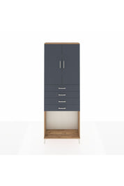 Arges Dolap 3 Raflı 4 Çekmeceli 2 Kapaklı 88x30x243 Çam-Antrasit