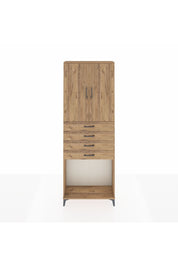 Arges Dolap 3 Raflı 4 Çekmeceli 2 Kapaklı 88x30x243 Çam-Çam