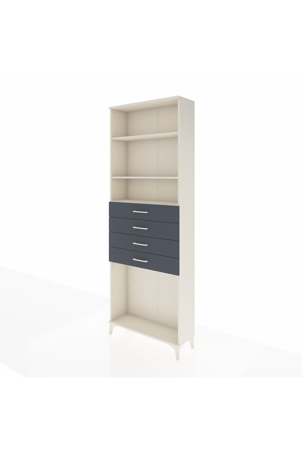 Arges Dolap 3 Raflı 4 Çekmeceli 88x30x243 Aytaşı-Antrasit