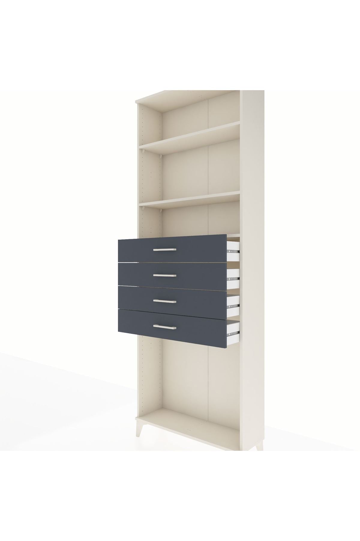 Arges Dolap 3 Raflı 4 Çekmeceli 88x30x243 Aytaşı-Antrasit