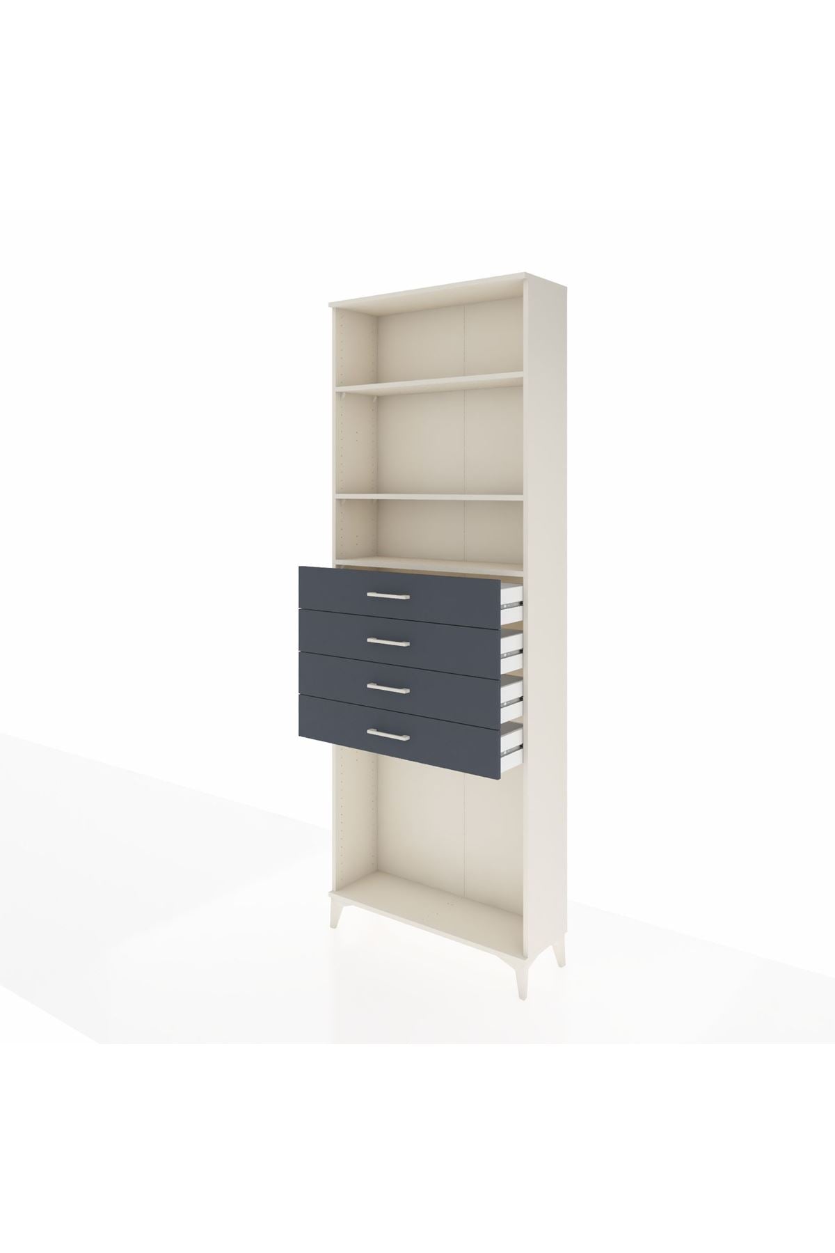 Arges Dolap 3 Raflı 4 Çekmeceli 88x30x243 Aytaşı-Antrasit