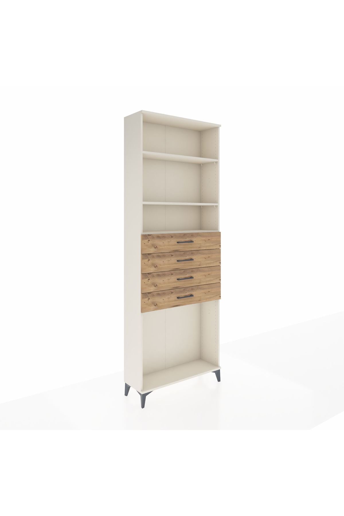 Arges Dolap 3 Raflı 4 Çekmeceli 88x30x243 Aytaşı-Çam