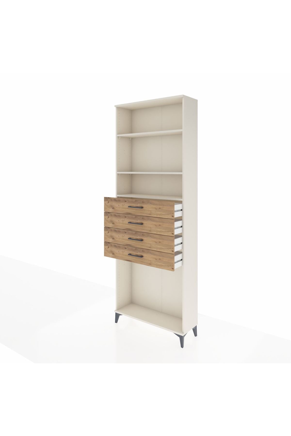 Arges Dolap 3 Raflı 4 Çekmeceli 88x30x243 Aytaşı-Çam