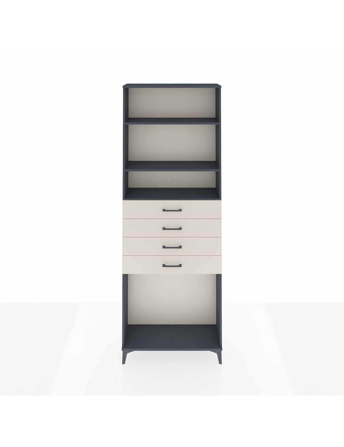 Arges Dolap 3 Raflı 4 Çekmeceli 88x30x243 Antrasit-Aytaşı