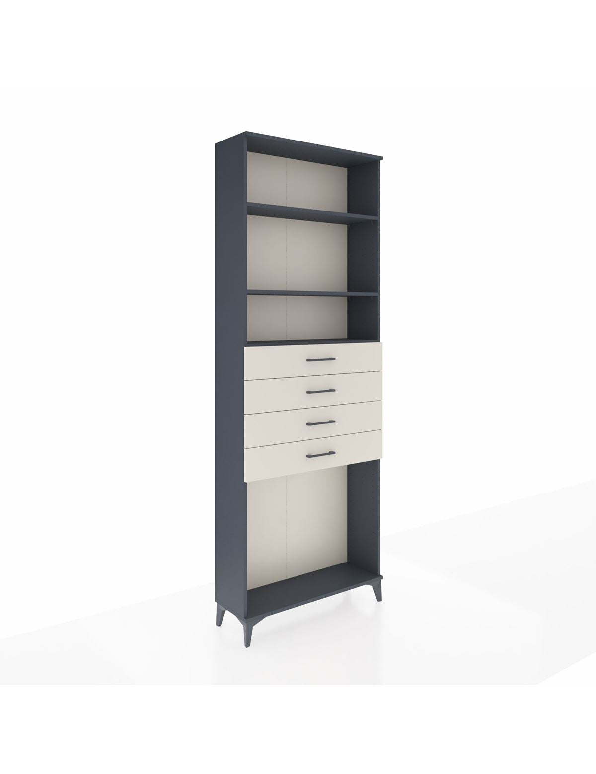 Arges Dolap 3 Raflı 4 Çekmeceli 88x30x243 Antrasit-Aytaşı