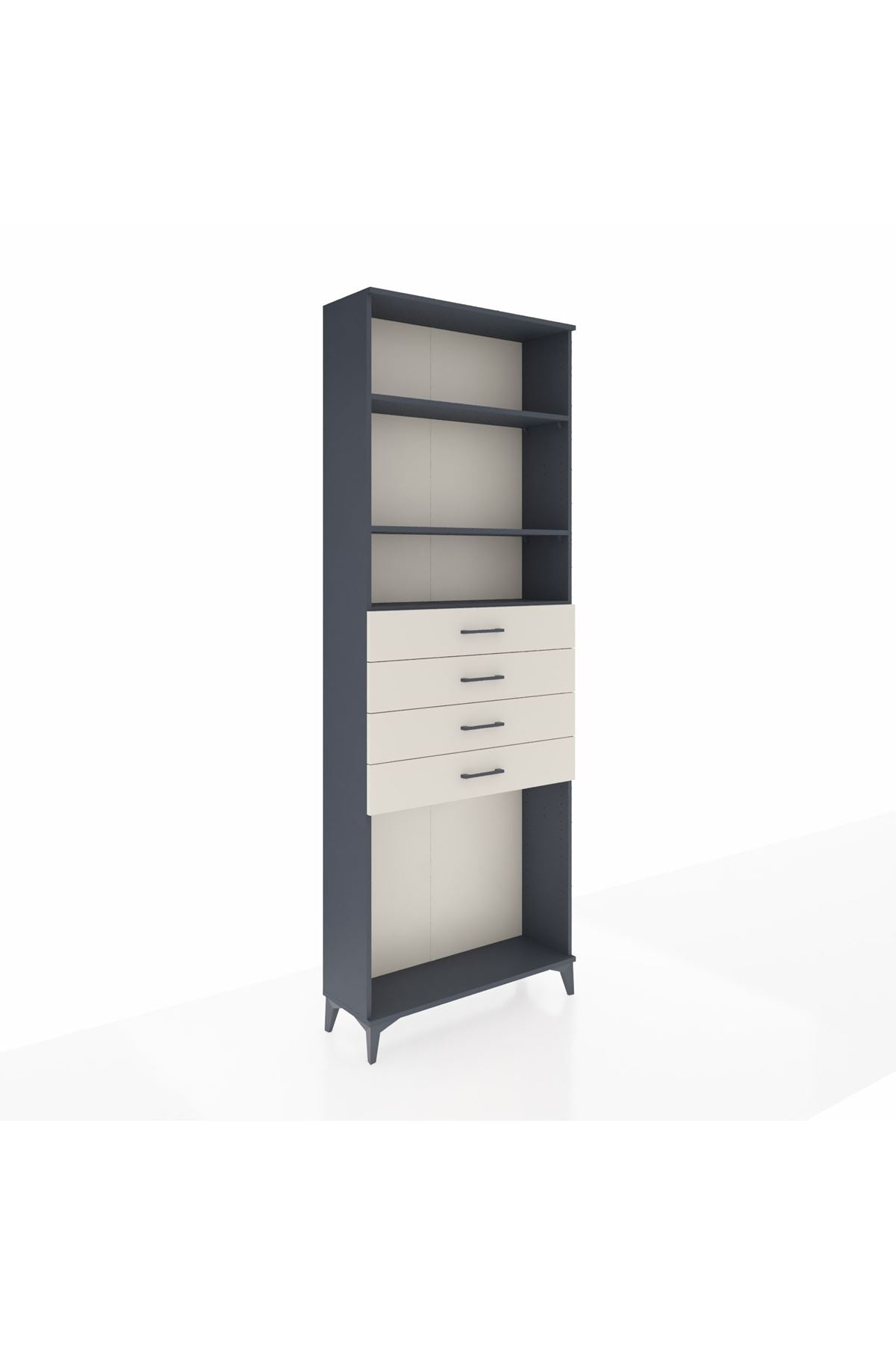 Arges Dolap 3 Raflı 4 Çekmeceli 88x30x243 Antrasit-Aytaşı