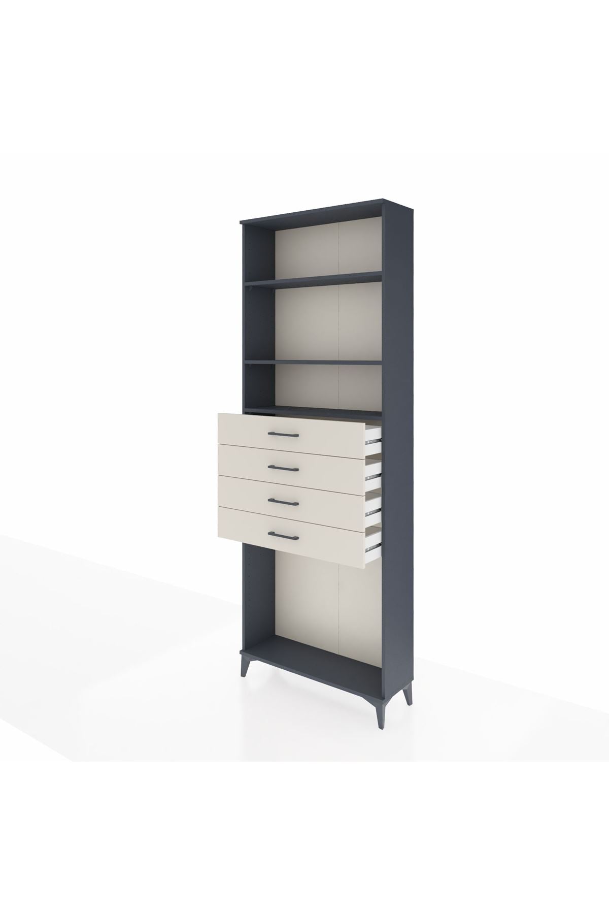 Arges Dolap 3 Raflı 4 Çekmeceli 88x30x243 Antrasit-Aytaşı