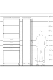 Arges Dolap 3 Raflı 4 Çekmeceli 88x30x243 Antrasit-Aytaşı
