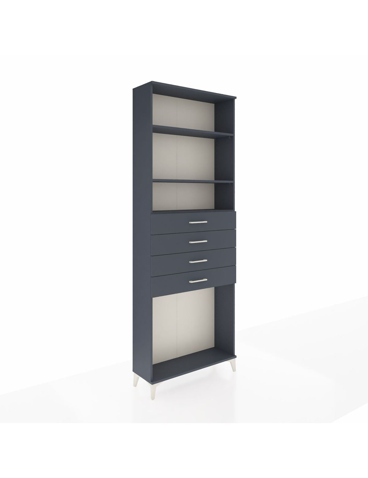 Arges Dolap 3 Raflı 4 Çekmeceli 88x30x243 Antrasit-Antrasit