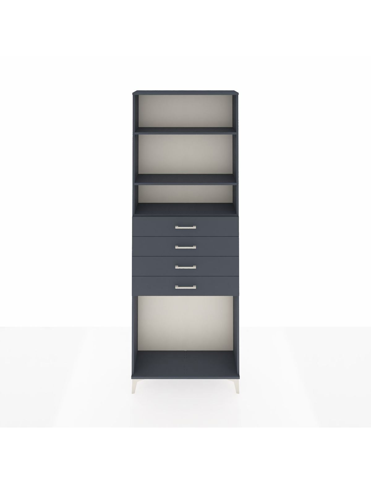 Arges Dolap 3 Raflı 4 Çekmeceli 88x30x243 Antrasit-Antrasit