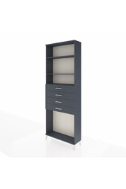 Arges Dolap 3 Raflı 4 Çekmeceli 88x30x243 Antrasit-Antrasit