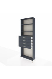 Arges Dolap 3 Raflı 4 Çekmeceli 88x30x243 Antrasit-Antrasit